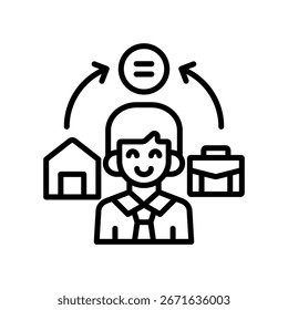 Ilustración vectorial de línea de icono de equilibrio entre vida laboral y personal