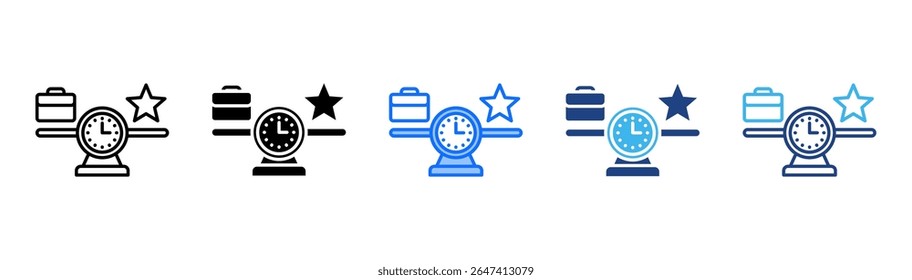 Work-Life Balance icon set multiple style collection