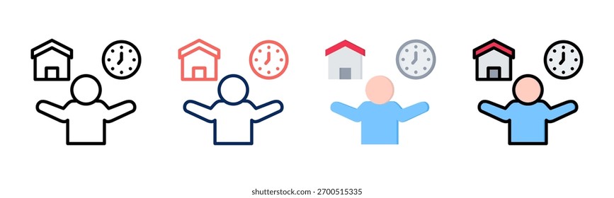 Work-Life Balance icon set multiple style collection
