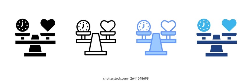 Work-Life-Bilanz-Symboltabelle, mehrere Stilkollektionen