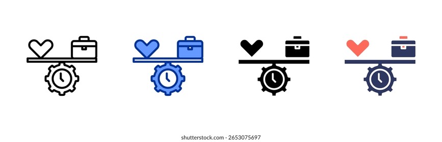 Icono de balance de vida laboral colección de estilos múltiples