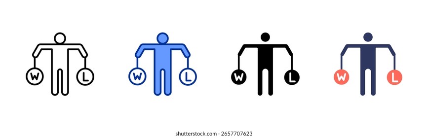 Icono de balance de vida laboral colección de estilos múltiples