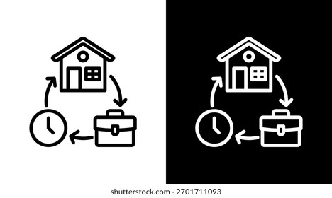 Diseño de conjunto de iconos blancos de equilibrio de vida laboral