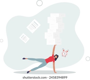 Workload and aggressive deadline causing exhaustion and burnout,flat vector illustration.