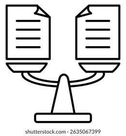 Ícone Saldo da Carga de Trabalho representado pelo documento de tarefa, estilo de Linha de escala.