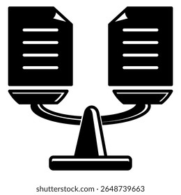Workload Balance icon represented by task paper, scale Black Filled style.