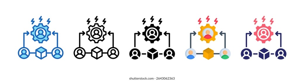 Workload Distribution Multiple Style Icon Set Collection.