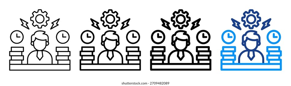 Conjunto de Colección de contorno diferente de icono de administración de carga de trabajo