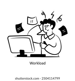 Workload  vector outline Style Design Vector Stock illustration. 