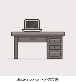 Worklplace Vector Illustration. Modern Laptop Vector Illustration