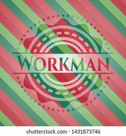 Workman christmas style badge. Vector Illustration. Detailed.