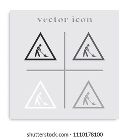 Workman flat black and white vector sign.