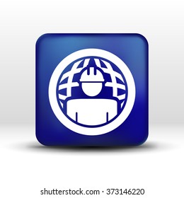 Workman Global search icon vector button logo symbol concept.