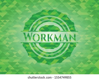 Workman green mosaic emblem. Vector Illustration. Detailed.