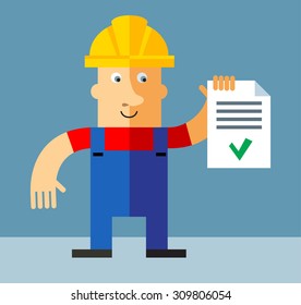 Arbeiter mit Kontrollliste Vektorillustration im Flachstil