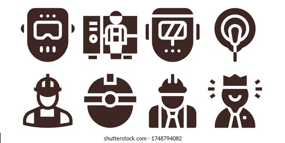 workman icon set. 8 filled workman icons. Included Worker, Welder, Electrode icons