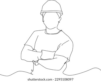 Workman line art vector illustration