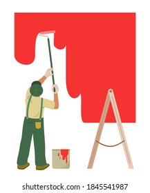 Arbeiter Paint the Wall for Renovation.