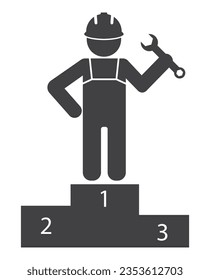workman with wrench on podium 1st place leader icon