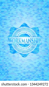 Workmanship realistic light blue mosaic emblem