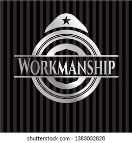 Workmanship silver emblem or badge. Vector Illustration. Mosaic.