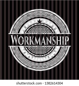 Workmanship silver shiny badge. Vector Illustration. Mosaic.