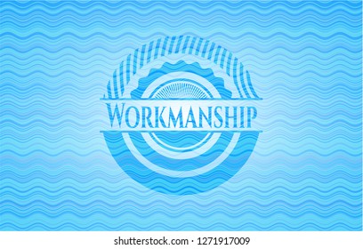 Workmanship water wave representation badge background.