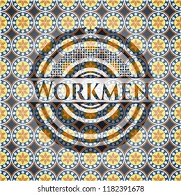 Workmen arabesque style emblem. arabic decoration.