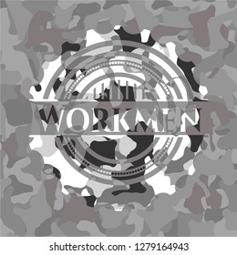 Workmen on grey camouflage texture