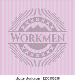 Workmen realistic pink emblem