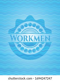Workmen water wave concept emblem background. Vector Illustration. Detailed.
