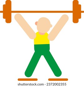 Workout acitivity with weights, illustration, vector on white background.