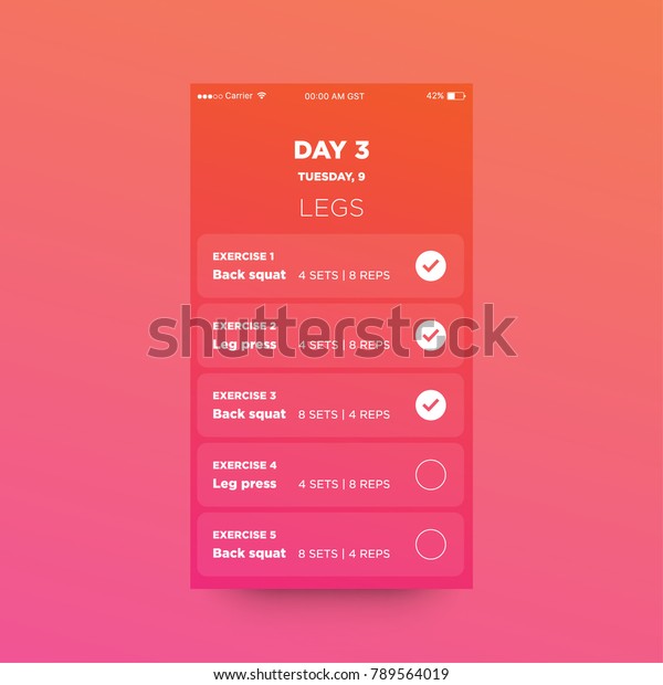 Workout App Ux Ui Design Exercise Stock Vector Royalty Free