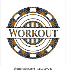Workout arabic style emblem. Arabesque decoration.