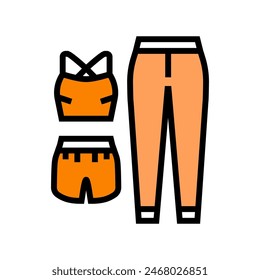 Vector de color del atuendo de entrenamiento. signo de vestimenta de entrenamiento. ilustración de símbolo aislado