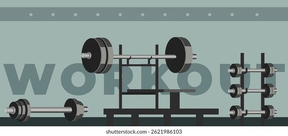 Ilustración plana de gimnasio de fondo de entrenamiento