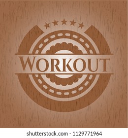 Workout badge with wooden background
