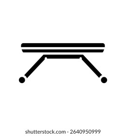 Workout bench black glyph icon for digital and print projects.  Minimal clean icons for apps and websites. Modern simple icons for UI UX and branding
