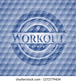 Workout blue polygonal emblem.