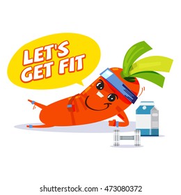 workout carrot character design - vector illustration