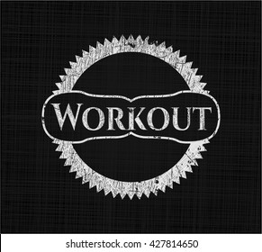 Workout chalkboard emblem written on a blackboard