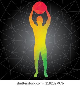 Workout concept. Vector silhouette of a man holding a med ball. Active and healthy life concept