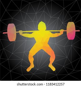 Workout concept. Vector silhouette of man doing fitness and workouts exercises. Active and healthy life concept