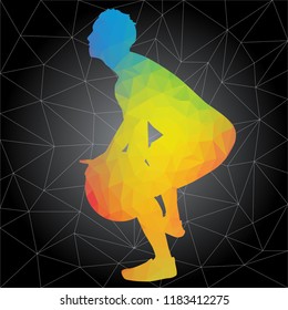 Workout concept. Vector silhouette of man doing fitness and workouts exercises. Active and healthy life concept