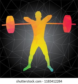 Concepto de entrenamiento. Silueta vectorial del hombre haciendo ejercicios de fitness y entrenamiento. Concepto de vida activa y saludable