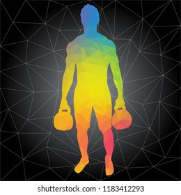 Concepto de entrenamiento. Silueta vectorial del hombre haciendo ejercicios de fitness y entrenamiento. Concepto de vida activa y saludable