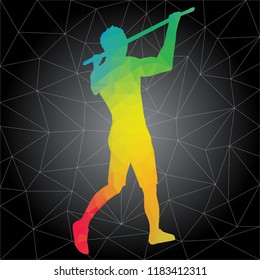 Workout concept. Vector silhouette of man doing fitness and workouts exercises. Active and healthy life concept
