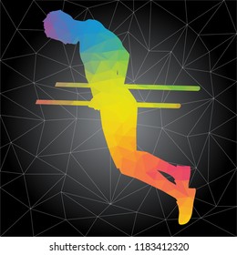 Workout concept. Vector silhouette of man doing fitness and workouts exercises. Active and healthy life concept
