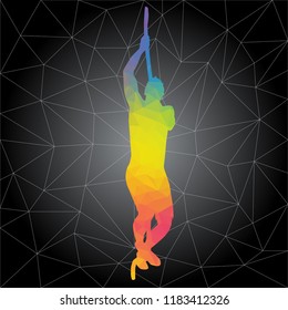 Workout concept. Vector silhouette of man doing fitness and workouts exercises. Active and healthy life concept