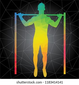 Workout concept. Vector silhouette of man doing fitness and workouts exercises. Active and healthy life concept